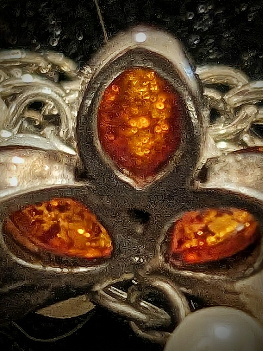 Multi stone Genuine Baltic Amber Ring - Picture 4 of 12